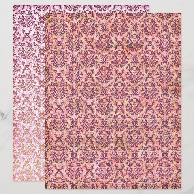 Magenta shabed motif vintage papier à gratter (Devant / Derrière)