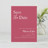 Magenta Simple Calligraphy Photo Save the Date (Staand voorkant)