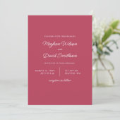 Magenta Simple Elegant Modern Wedding Kaart (Staand voorkant)