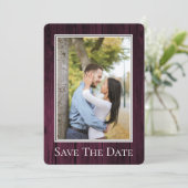 Magenta Simple Rustieke Foto Bewaar de Datum Save The Date (Staand voorkant)