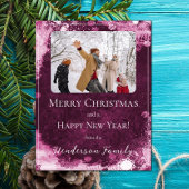 Magenta Snowflakes Flat Holiday Carte photo