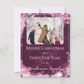 Magenta Snowflakes Flat Holiday Carte photo (Devant)