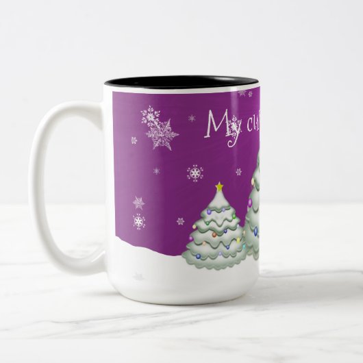 Magenta Snowy Arbre de Noël Mug (Gauche)