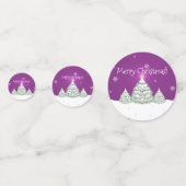 Magenta Snowy Arbre de Noël Table Confetti (Derrière)