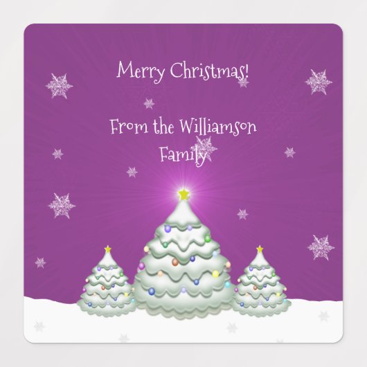 Magenta Snowy Étiquette de cuisson de l'arbre de N (Design 1)