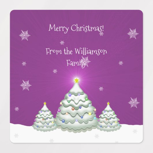 Magenta Snowy Étiquette de cuisson de l'arbre de N (Design 2)