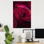 Magenta Spiral Alien Tentacle Fractal Artwork Poster (Thuiskantoor)