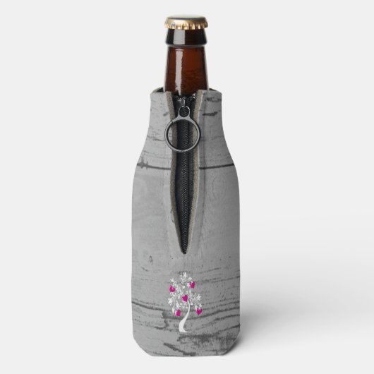 Magenta-structuur van harten Aangepaste flessenkoe Flesjeskoeler (Fles Achterkant)