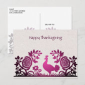 Magenta Thanksgiving Turkey Floral Carte postale (Devant / Derrière)