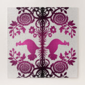 Magenta Thanksgiving Turkey Floral Jigsaw Puzzle P (Horizontal)
