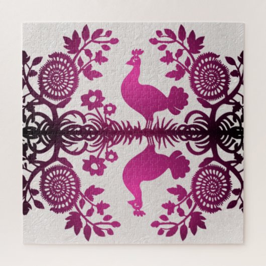 Magenta Thanksgiving Turkey Floral Jigsaw Puzzle P (Vertical)