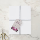 Magenta Thanksgiving Turkije Bloemen Gift Label Cadeaulabel (Met Touw)