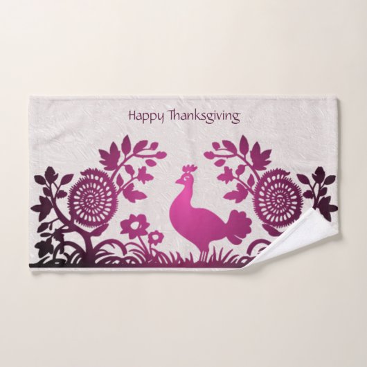 Magenta Thanksgiving Turquie Floral Serviette à ma (Serviette à main)