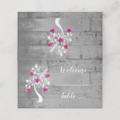 Magenta Tree of Hearts Reception Place Card (Buitenkant ongevouwen)