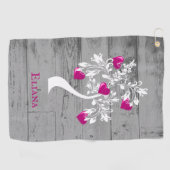 Magenta Tree of Hearts Serviette de golf personnal (Horizontal)