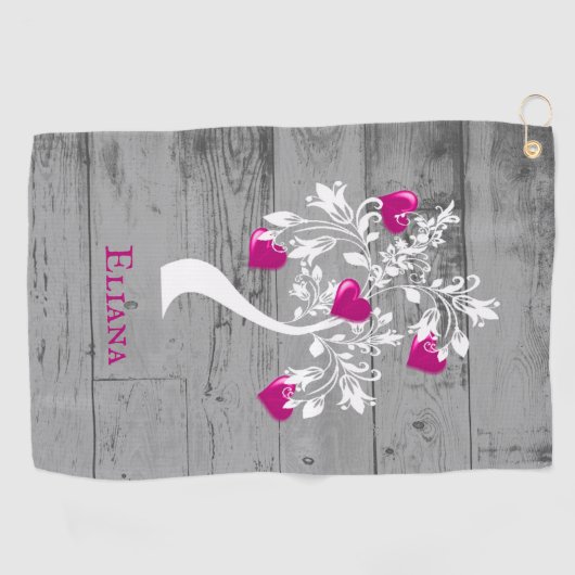 Magenta Tree of Hearts Serviette de golf personnal (Horizontal)