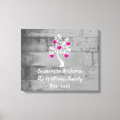 Magenta Tree of Hearts Wedding Canvas Print (Voorkant)