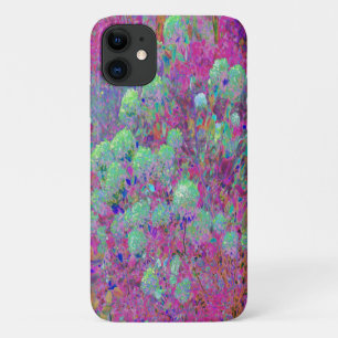 Magenta Tuin met Aqua Hortensia Bloemen iPhone 11 Hoesje