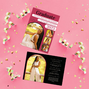 Magenta Typografie Foto Afstuderen Aankondiging