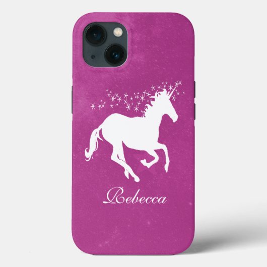 Magenta Unicorn coque iphone Coque personnalisé (Verso)