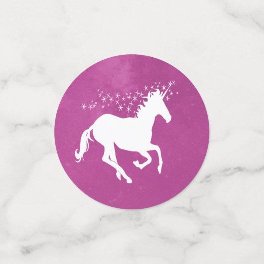 Magenta Unicorn Mariage Table Confetti (Petit recto)