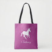Magenta Unicorn Persoonlijke Canvas tas (Voorkant)