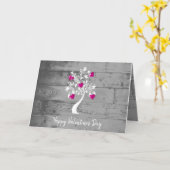 Magenta Valentine Coeurs Arbre Carte de voeux (Fleur jaune)