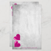Magenta Valentine Hearts Papeterie personnalisée (Devant / Derrière)