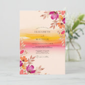 Magenta Vibrant Sunset Wedding Kaart (Staand voorkant)