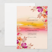 Magenta Vibrant Sunset Wedding Kaart (Voorkant / Achterkant)