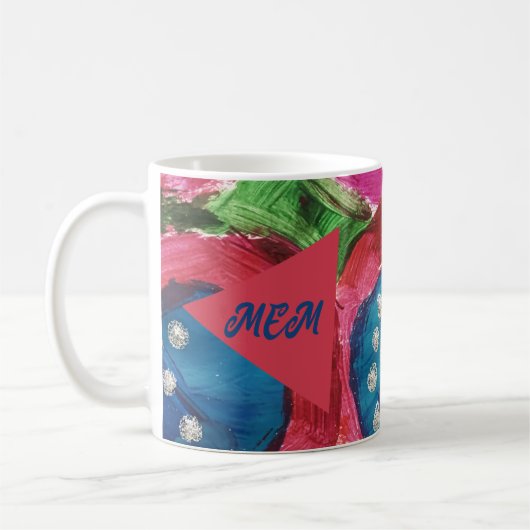 Magenta vif et Mug de café Abstrait bleu (Gauche)