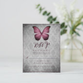 Magenta Vintage Papillon Mariage damassé RSVP (Debout devant)