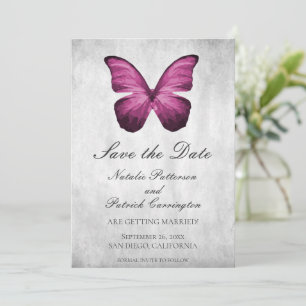 Magenta Vlinder Save the Date Uitnodiging