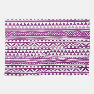 Magenta Waterverf Abstract Aztec Tribal Patroon Theedoek