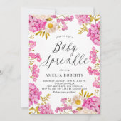 Magenta Waterverf Hydrangeas Bloemen Baby Sprinkle Kaart (Voorkant)