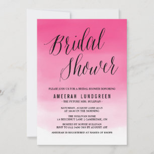 Magenta Waterverf Ombre Bridal Shower Kaart