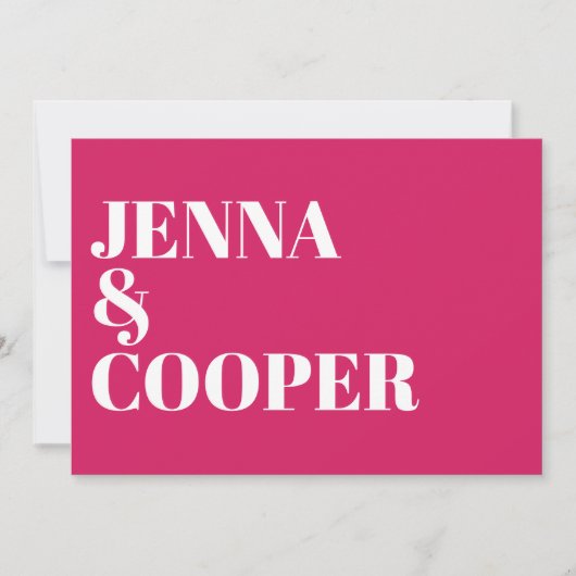 Magenta Wedding Modern Retro Bold Typography Kaart (Voorkant)