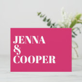 Magenta Wedding Modern Retro Bold Typography Kaart (Staand voorkant)
