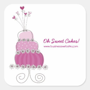 Magenta Whimsical Chic Wedding Cake Sticker