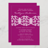 Magenta & White Damask Bridal Shower Invitation Kaart (Voorkant / Achterkant)