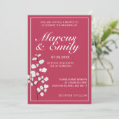 Magenta & White Floral Faire-part de mariage tenda (Debout devant)