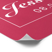 Magenta & White Minimalist Weddenschap Print (Hoek)