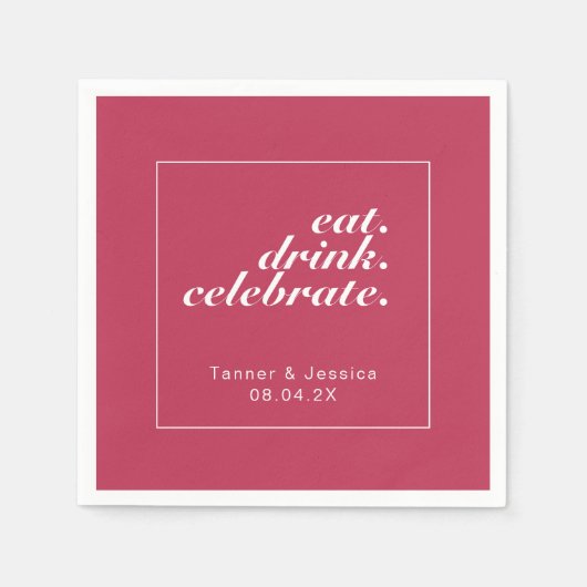 Magenta & White Modern minimalist Wedding Napkins Servet (Voorkant)