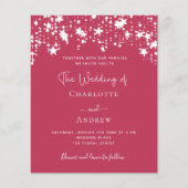 Magenta White stars budget trouwuitnodiging (Voorkant)