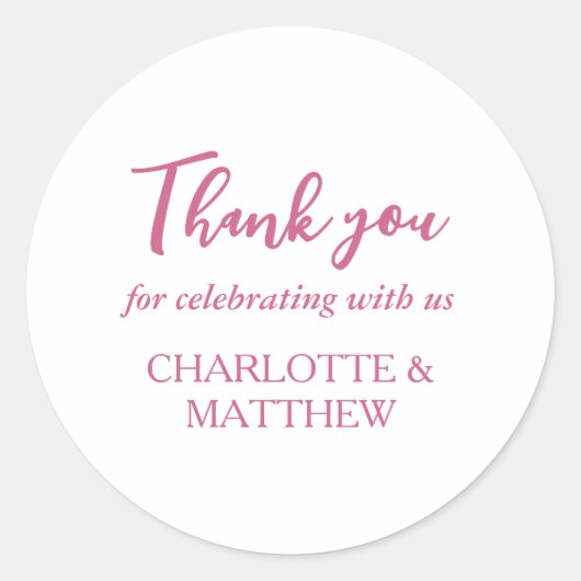 Magenta & White Wedding Classic Round Sticker (Voorkant)