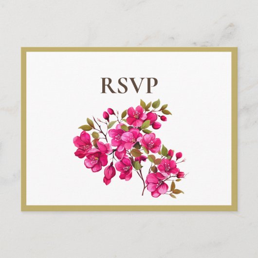 Magenta Wilde Rozen RSVP Uitnodiging Briefkaart (Voorkant)