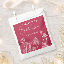 Magenta Wildflower geschetste bloemen Bedankzakje