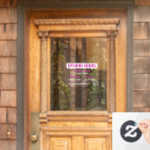 Magenta Wit Retro Script QR Code Openingstijden Raamsticker (Huis Deur)