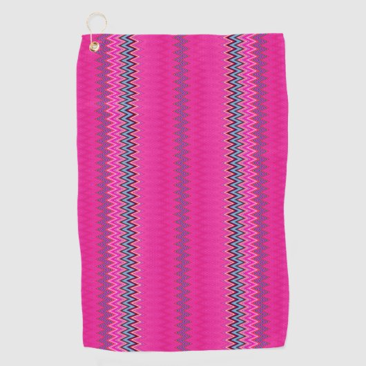 Magenta Zigzag Golfhanddoek (Voorkant)