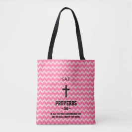 Magenta Zigzag Pattern Bible Verse Christelijk Draagtas